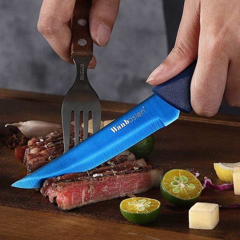 Wanbasion No Sawtooth 8-Piece Stainless Steel Steak Knife Set -
