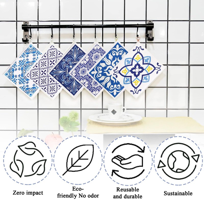 KkvoGmle 6 Pcs Eco-Friendly Dishcloths, Reusable Kitchen Dish Cloth Absorbent