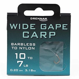 Drennan Hooks to Nylon Wide Gape Carp Barbless