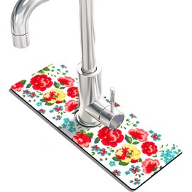 Kitchen Sink Splash Guard Faucet Mat -2 PC Super Absorbent Fast Drying Mat Sink Gadgets-Splash Guard Behind Faucet Drip Catcher for Kitchen, Bathroom,Sink Mat, Dish Drying Mat, Bathroom(15" X 5.5" )