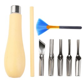 CLKE 1 Set Lino Cutting Tools, Engraving Sets, with 1 Cleaning Brushwood Carving Cutting Tool Set, Lino Cutting Tools Kit for Soft Wood, Linoleum, and Rubber