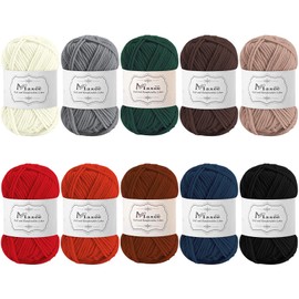 Maxee Crochet Yarn 500 g (50 g x 10 Colours), Acrylic Wool for Knitting, Yarn for Crochet and Knitting, Hand Knitting Yarn Set, Hand Knitting Yarn Cotton Yarn for Crochet, Wool for Knitting and Crafts