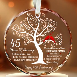 Bozspacer Golden Couple Glass Ornament - 50th Wedding Gifts for Parents Couple Wife Husband- 50th Anniversary Unique Gift Ideas - Glass 50th Wedding Anniversary Ornament (45th Wedding Anniversary)