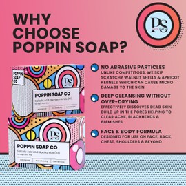 Salicylic Acid Soap Bar with Niacinamide for Face & Body (Daily Use) – for Acne, Blackheads, KP & Oily Skin – UK Made – Vegan – POPPIN SOAP CO. 100g