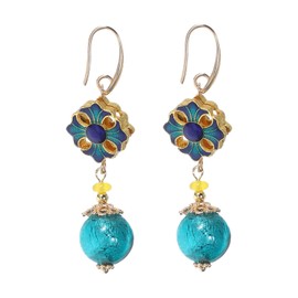 Baluue Cloisonne Ear Drops Elegant Chinese Earrings for Women 2pcs Set Traditional Style Colorful Patterns Suitable for Daily Wear and Special Occasions