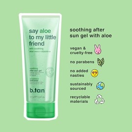 B.TAN Gel de aloe vera para cara y cuerpo | Say Aloe To My Little Friend – Gel de aloe ultra hidratante y calmante para después del sol con vitamina E