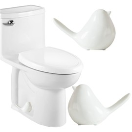 Ceramic Bird Toilet Bolt Covers Decorative Toilet Bolt Caps,Set of 2 Toilet Caps for Bottom of Toilet, Toilet Screw Cover Caps for Bolts Bathroom Decor Acessories, Easy Installation (White)