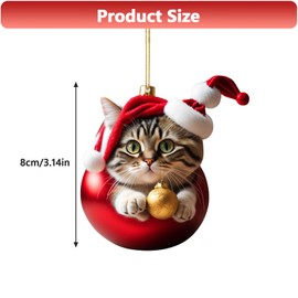 Ellxen Cat Christmas Tree Pendant, 2D Acrylic Cat Christmas Tree Decoration, Christmas Decoration Gift, Fun Christmas Pendant Decoration, Christmas Decoration for Porch, Hallway, Office, Dorm, Holiday