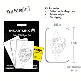 INKARTLINK Semi Permanent Tattoos, 3 Sheets of Small Temporary Tattoos, Adult Art Designs, Party Favors, Waterproof, Realistic, No Adhesive, No Reflective, Lasts 1-2 Weeks (Angel David)