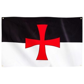Runesol Foot Knights Templar Battle Fag, 91x152cm, 3ftx5ft, Roman Catholic Church Flag, Medieval Banner, Crusades Flag, Crusader Banner, Foot Flag Of The Knights Templar, 4 Grommets, Inside, Outside
