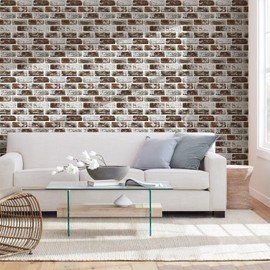 Commomy 10 Pcs Faux Brick Wall Panels - Small Size UltraLight PVC 3D Peel and Stick Brick Tiles 11.8'' x 11.8'' Brick Textured Paneling for Backsplash,Kitchen,Living Room,Bedroom