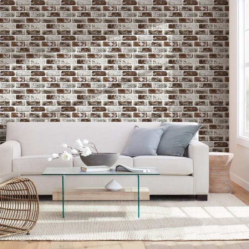 Commomy 10 Pcs Faux Brick Wall Panels - Small Size