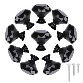 STMK 10 Pack Drawer Knobs, Drawer Pulls Black Diamond Shaped Crystal Glass 30mm Cabinet Knobs Pull Handles with Screws for Home Office Cabinet Cupboard Chest Dresser (10 Pack 30 mm, Black)