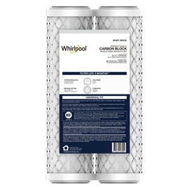 Whirlpool 10" x 2.5" Carbon Block Water Filter WHKF-WHCB, NSF Certified 5 Micron Reduces Chlorine and Sediment, 6-Month Life, CTO Replacement Cartridge Fits Home Filter Housing, Reverse Osmosis System