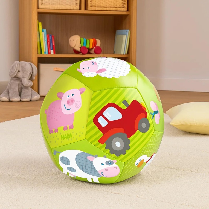 HABA Soft Baby Ball with Farm Animals for Tummy Time