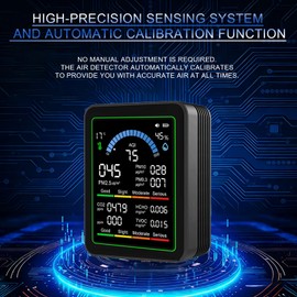 Air Quality Monitor Indoor, 10 in 1 Portable Smart Air Quality Tester for CO2 | TVOC | HCHO | Temp | AQI | PM0.3-1 Detection Suitable for Home, Cars, Plants, Pets and Hotel