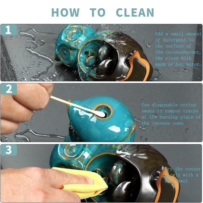Backflow Incense Burner Cute Owl Ceramic Backflow Incense Cones Holder