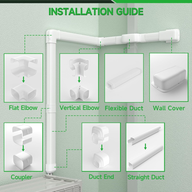 4'' 19.5 Ft Mini Split Line Cover Set, PVC &