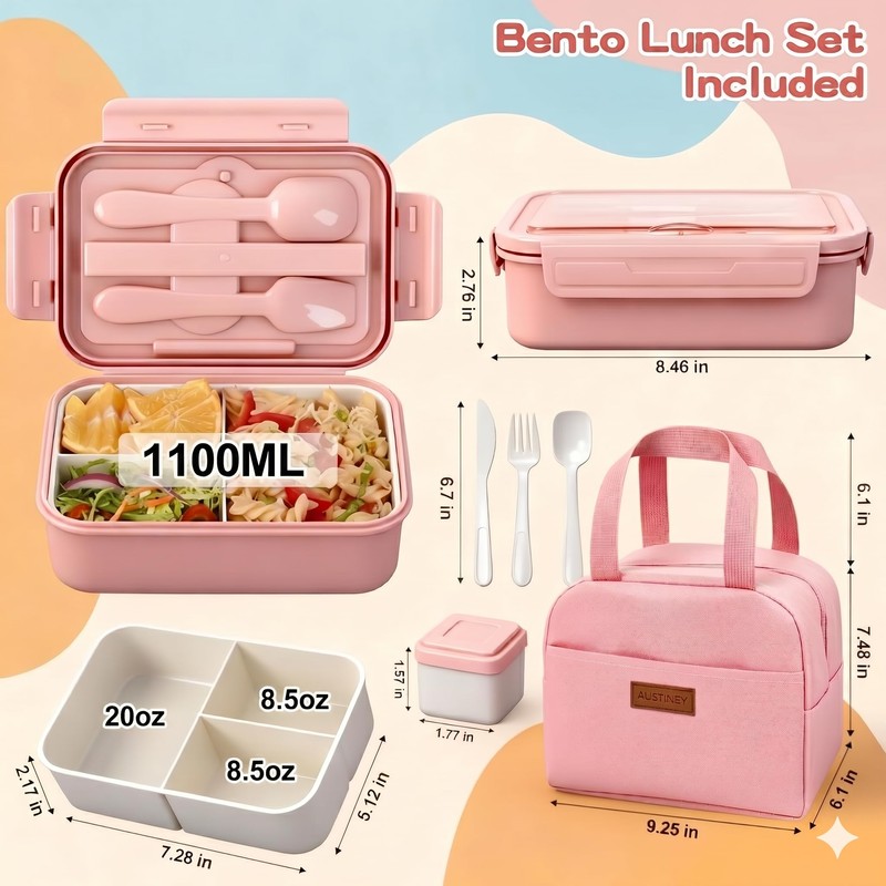 Bento Box with Lunch Bag for Women & Girls, 1100ml