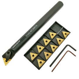 ASZLBYM Soporte para herramientas de torneado de carburo indexable de 5/8 x 7 pulgadas S16Q-MTJNR16 con 10 insertos de torneado de carburo indexables TNMG331 / TNMG160404