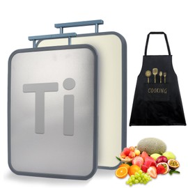 Treayes Titanium 2in1 Cutting Boards for Kitchen, Large Double Sided Food-Grade Composite Titanium and Wheat Straw PP Dishwasher Safe Chopping Board for Meat, Fruit, Vegetable (15" X 11")