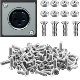 50 Pieces D Series Panel Screws and Nut Kit Panel Mount Connector M2.5 x 8 mm Screw Stainless Steel Metal Audio Server Rack Mounts for Attaching D Series Connectors