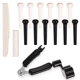 12Pcs Acoustic Guitar Bridge Pins, Guitar String Pins Pegs Guitar Saddle Nut With 3-In-1 Pin Puller Remover and Cutter Acoustic Guitar Replacement Parts and Accessories