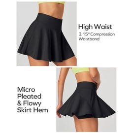 Ewedoos Womens Tennis Skirt with Shorts Underneath Pleated Tennis Skirts for Women Golf Athletic Skorts with Pockets Black