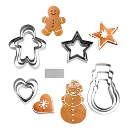 NewlineNY Stainless Steel 13 Pieces Cookie Mold Biscuit Pastry Cutter Set, Man, Star, Heart, Snowman & a Cutter Blade