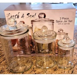 Fresh & Seal - 3-piece Glass Spice Jar Set -  Tight Seal - New In The Box