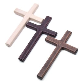 LQIOACU Pack of 3 wooden cross, Jesus cross wall, cross for hanging, wall cross, Catholic, bronze