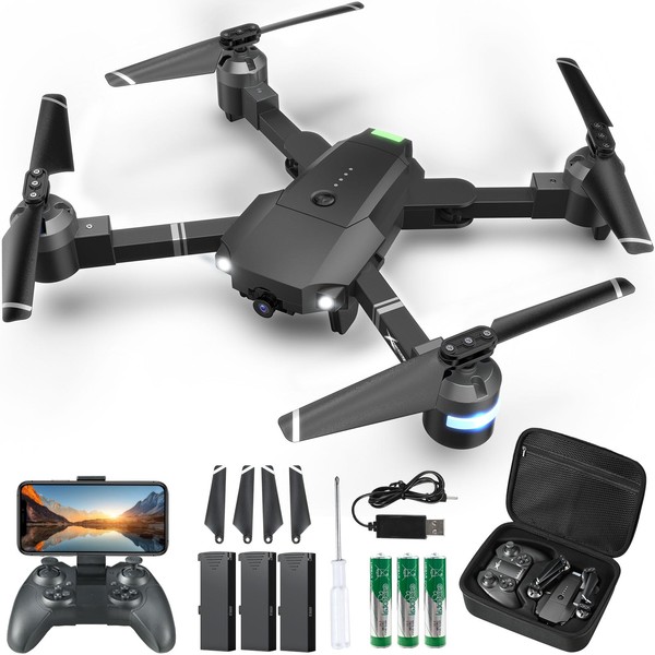 Drone with Camera for Adults, ATTOP 1080P Live Video APP-Controlled Camera Drone for Kids 8-12, Beginner Friendly with 1 Key Fly/Land/Return, APP-Controlled FPV Drone w/ Emergency Stop Low Batteries Warning, Voice/Gesture/Gravity Controls , VR Mode, 360°
