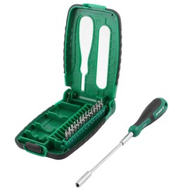 IIVVERR 15 in 1 Green Black Plastic Good performance Grip Tri-Phillips Crosshead Flathead Slotted Torx Screwdriver Bits Tool Set (15 en 1 Verde Negro Plástico Antideslizante Agarre Tri-Phillips Crucet