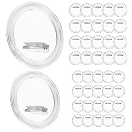 Buttons badges, pack of 40 buttons, make your own buttons, DIY transparent buttons, acrylic button badges for craft supplies, DIY badges, school projects, photo picture, clothing, Acrylic, No