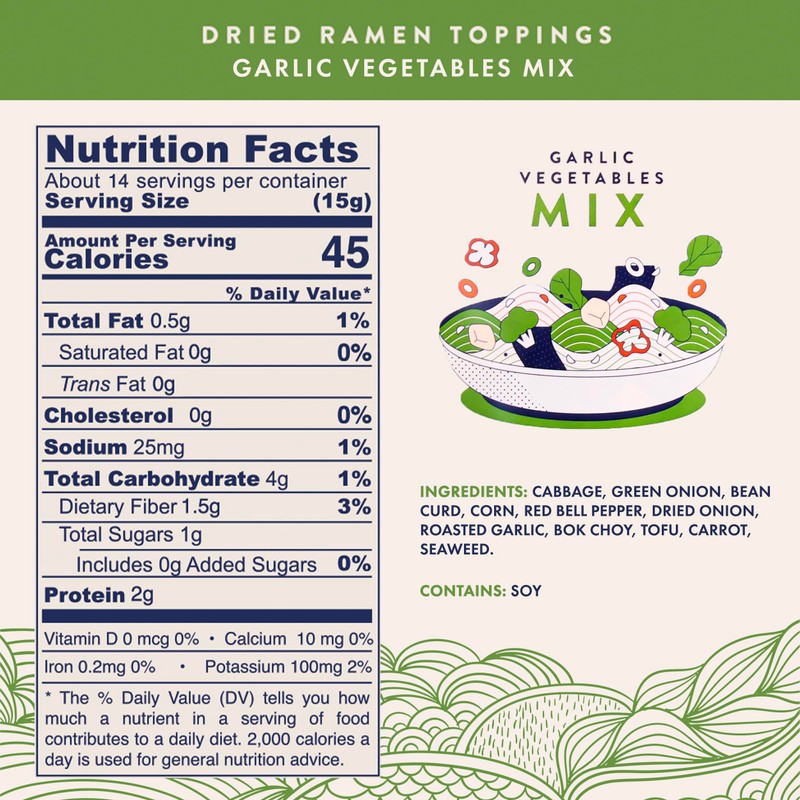 Ramen Eats Garlic Tofu Vegetables Dried Ramen Toppings for Noodles,