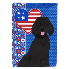 Caroline's Treasures WDK5266CHF USA American Canvas House Size Patriotic Flag, Poodle - Standard Black