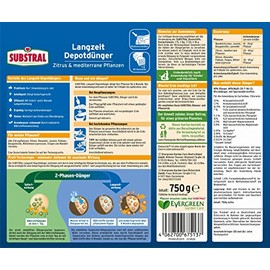 Substral Substral Langzeit Depotdünger für Zitrus & mediterrane Pflanzen, z.B. Bougainville, Oleander, Feigen, u.a, 750 g, Grün