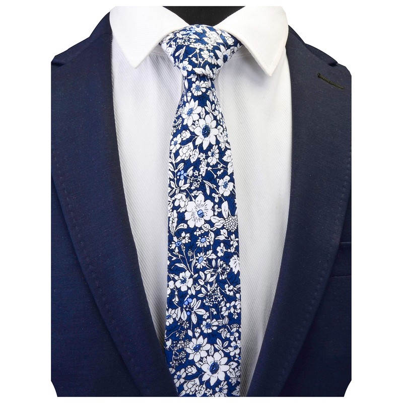 GUSLESON - Corbata de algodón con estampado floral de 6