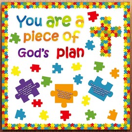 Christian Bulletin Board Piece of Gods Plan VBS 2025 Sunday School Decorations Kid’s Religious Bible Verse Vacation Classroom Cutouts for Christmas Bulletin Board Decorations