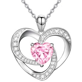 Suyi October Birthstone Necklace Heart Sterling Silver Necklace Birthday Gift Birthstone Jewelry for Women