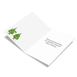 NobleWorks, Tree Earrings - Funny Merry Christmas Card for Women, Wife - Holiday Ornaments, Cartoon Card with Envelope C3398XSG