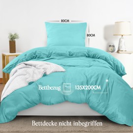 Utopia Bedding Bed Linen 135 x 200 cm Set - Microfibre Duvet Cover 135 x 200 cm + 1 Pillowcase 80 x 80 cm - Spa Blue