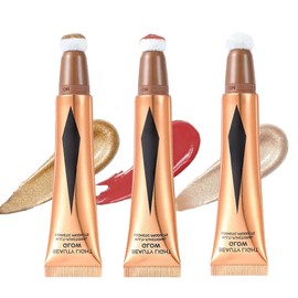 3-in-1 Beauty Wand- Liquid Contour, Cream Blush and Highlighter with Cushion Applicator for Natural, Silky Radiance - Contour, Blush and Highlight in One