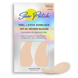 Sun Patch, Reusable Under Eye Sunblock Patches, 100% Silicone Sunscreen Under Eye Patches for UV Protection, Face Stickers with UPF 50, 1 Pack/4 Pairs, Sunkiss (Nude)