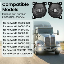 SEPEY Full LED Fog Lights for Kenworth T660, Fog Lamps Assembly Passenger & Driver Side for Kenworth T660/Peterbilt 579/587, A Pair