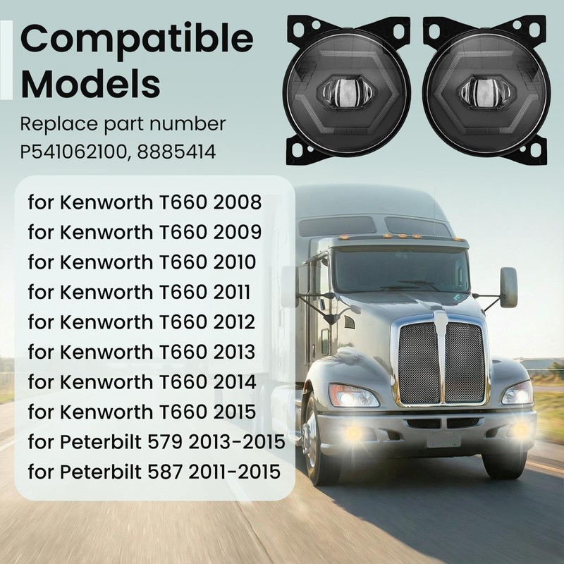 SEPEY Full LED Fog Lights for Kenworth T660, Fog Lamps