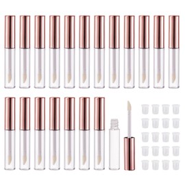 CAIYA Pack of 20 Empty Lip Gloss Tubes Containers, 4 ml Refillable Containers Cosmetic Tube Mini Split Bottle for DIY Lipstick Samples, Rose-Gold