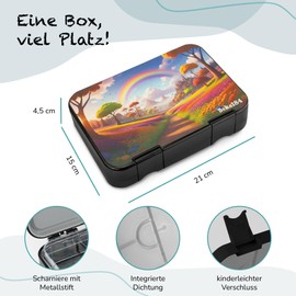 Boks184 Rainbow Lunch Box for Children with Compartments - Bento Box Leak-Proof - Robust - BPA Free Lunch Box - Lunch Box for School, Nursery & Excursions - Snack Box - Lunch Box