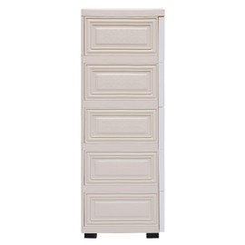 MuChaIOAK Dressers, 5 Layers Polar Bear Kid Dressers, 19.69 * 13.78in Plastic Vertical Storage Tower Cabinet with 6 Drawers and Wheel, Chest of Drawers for Bedroom Hallway Entryway
