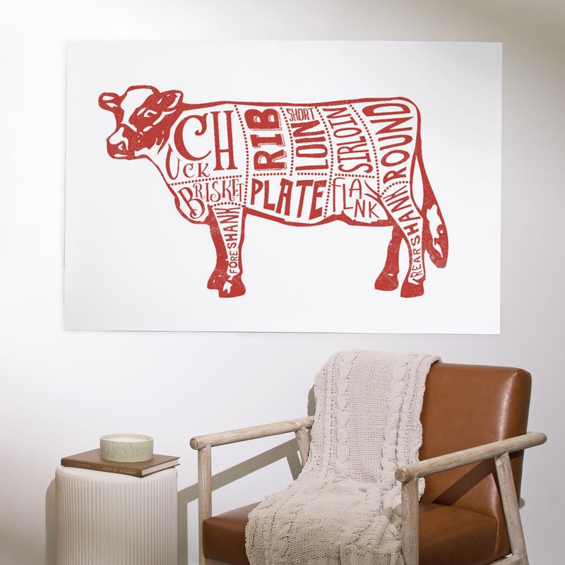 Lantern Press 36x54 Inch Giclee Print, Beef, Butchers Block Meat
